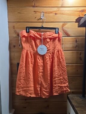 Princess Polly Strapless Coral-Orange Romper Kehlani Playsuit Sz 12 NWT 0491